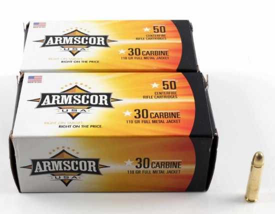 LOT OF 100 ROUNDS OF 30 CARBINE FMJ AMMUNITION