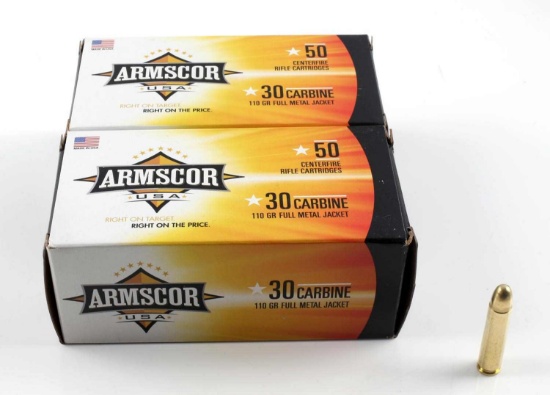 LOT OF 100 ROUNDS OF 30 CARBINE FMJ AMMUNITION