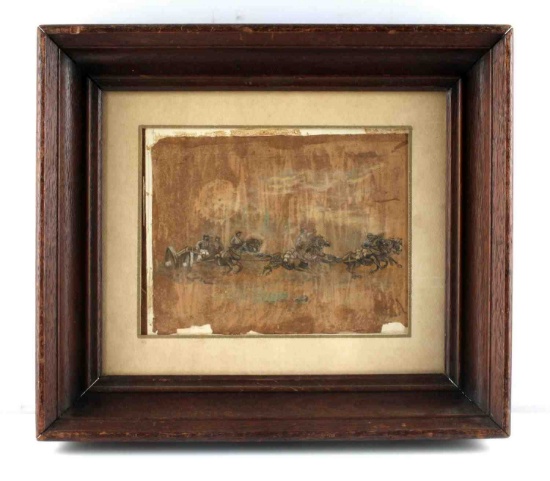 ORIGINAL CIVIL WAR DRAWING BY ALFRED WAUD COLORED
