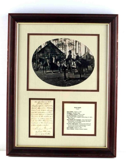 CIVIL WAR FRAMED PHOTO AND LETTER BY RUFUS INGALLS