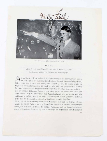 WWII GERMAN NSDAP BOOK PAGE SIGNED BY WILLY LIEBEL