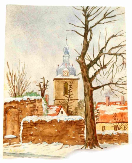 PRE WWII GERMAN ADOLF HITLER WATERCOLOR PAINTING