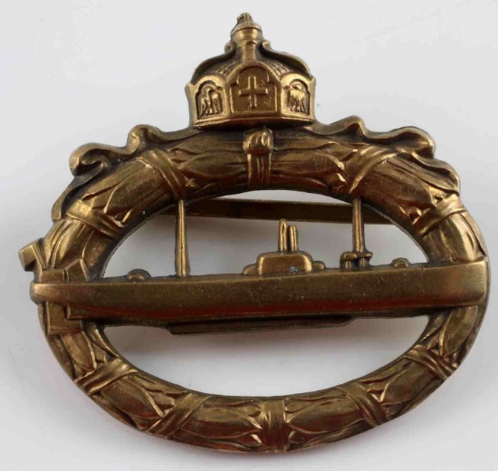 WWI IMPERIAL GERMAN U-BOAT BADGE BRASS CANNON