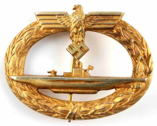 WWII THIRD REICH SILVER U-BOAT OFFICER BADGE