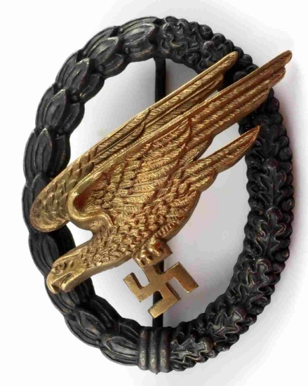 WWII GERMAN THIRD REICH PARATROOPER BADGE ZINC