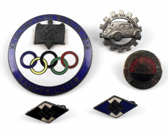 WWII GERMAN THIRD REICH LOT ENAMEL BADGES & PINS