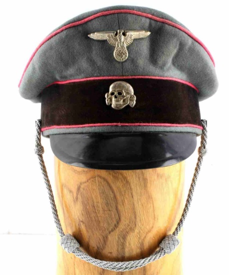 WWII THIRD REICH GERMAN WAFFEN SS PANZER VISOR CAP