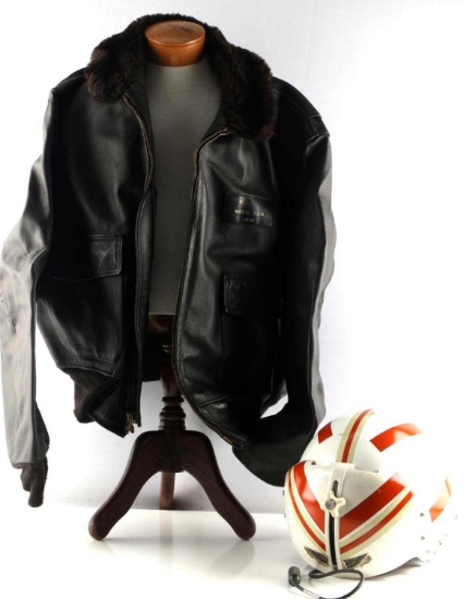VIETNAM HELO PILOT HELMET & G-1 XL FLIGHT JACKET