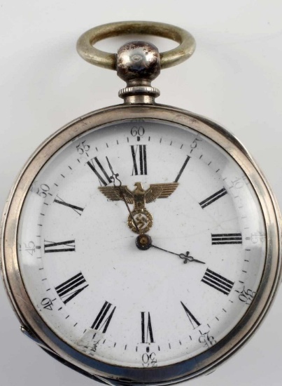 WWII THIRD REICH SILVER SS WAFFEN POCKET WATCH