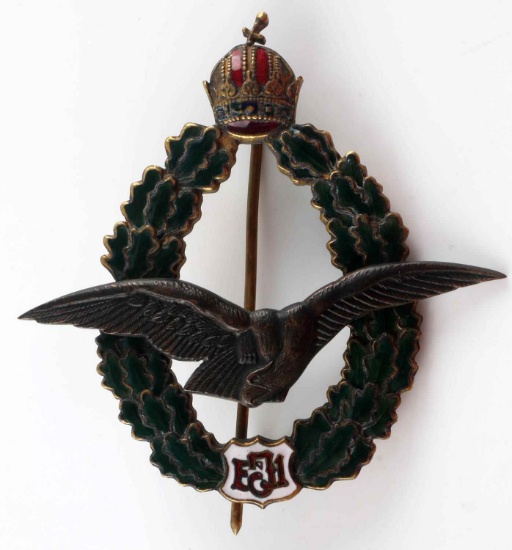 WWI AUSTRIAN FIELD PILOT BADGE BY ZIMBLER WIEN