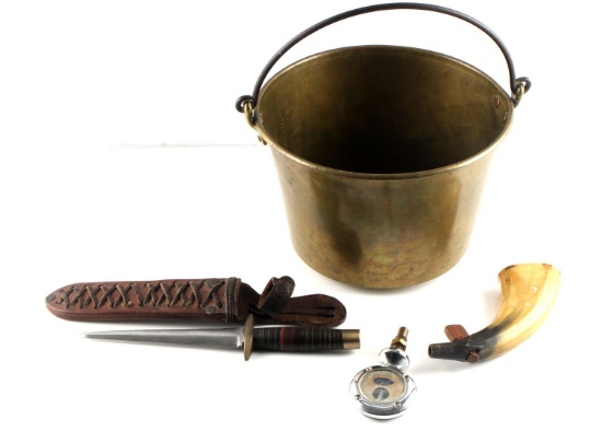 GENERAL MILITARY STILETTO KNIFE FORD BRASS BUCKET