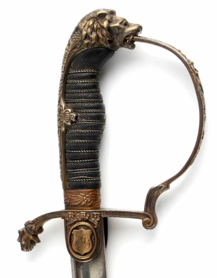 IMPERIAL GERMAN LION HEAD ARTILLERY OFFICER SWORD