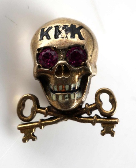 KU KLUX KLAN SKULL & CROSS BONES LAPEL PIN