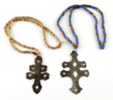 HUDSON BAY COIN SILVER TRADE CROSS W PERIOD BEADS