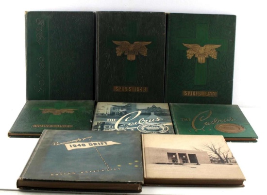 8 VINTAGE SPIRES BUTLER CEDARVILLE YEARBOOKS