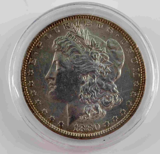 1880 O MORGAN SILVER DOLLAR AU W TONING