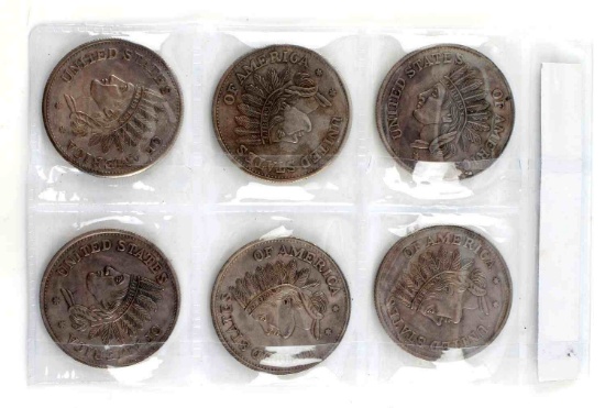 6 AMERICAN INDIAN HEAD SILVER COIN COPIES CASINO