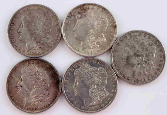 5 MORGAN SILVER DOLLAR COIN LOT PHILADELPHIA MINT