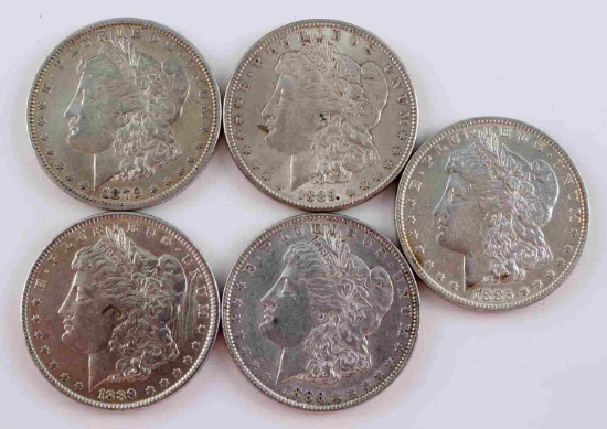 5 MORGAN SILVER DOLLAR COIN LOT PHILADELPHIA MINT