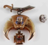 14k MASONIC SCOTTISH RITE 32 SWORD CLAW BADGE