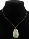 14KT GOLD NECKLACE W ANTIQUE CHINESE JADE PENDANT