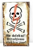 WWII POLISH ELECTRICAL HAZARD WARNING SIGN