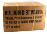 A BOX OF 12 FLAMELESS MRE MEALS READY TO EAT