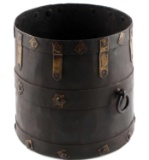 EARLY STEEL BUCKET CONTAINER W BRASS FITTINGS