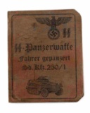 WWII GERMAN THIRD REICH SS PANZERMAN ID BOOK