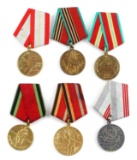 LOT OF 6 RUSSIAN SOVIET MEDALS WWII AND LATER