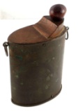 ANTIQUE TIN & WOOD POWDER FLASK 5.5 INCH