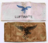 WWII GERMAN REICH GROUP OF 2 LUFTWAFFE ARMBANDS