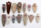 NATIVE AMERICAN FOUND ARROWHEAD LOT OF 14 ARCHAIC