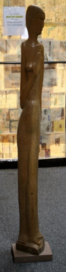 RALPH HURST FEMALE MODERNIST WOOD STATUE