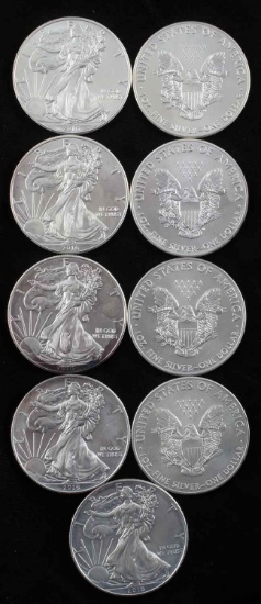 2016 AMERICAN EAGLE SILVER DOLLAR COIN LOT OF 9 BU