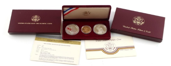 1984 US OLYMICS COIN SILVER & GOLD COIN PROOF SET