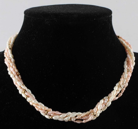 14KT GOLD AND FRESHWATER PEARL NECKLACE