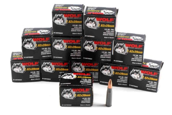 240 ROUNDS OF WOLF 7.62 X 39MM FMJ NEW IN BOX AMMO
