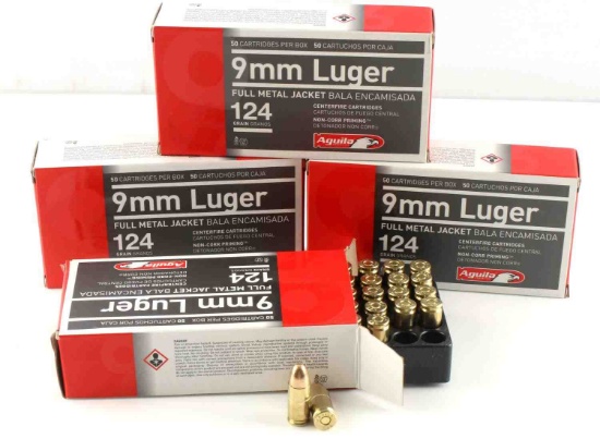 200 RDS AGUILA 9MM LUGER 124 GRAIN AMMO NEW BOX