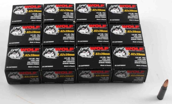 240 RDS WOLF 7.62 X 39 MM NEW IN BOX AMMO RUSSIAN