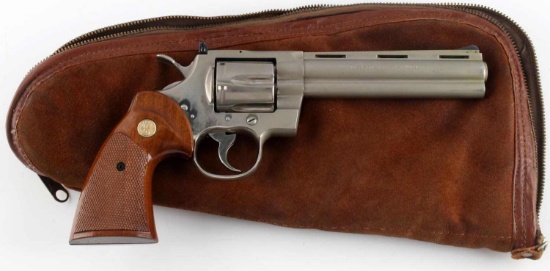 1975 COLT PYTHON .357 REVOLVER NICKLE 6" BARREL