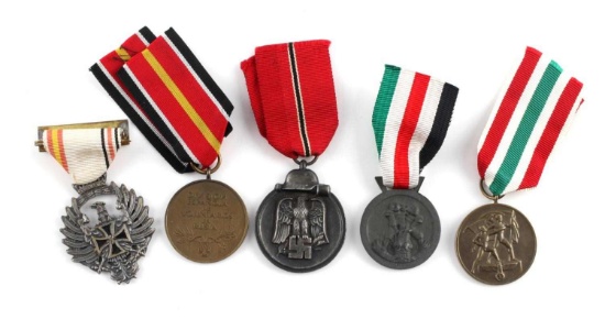 WWII GERMAN THIRD REICH LOT OF 5 SERVICE MEDALS