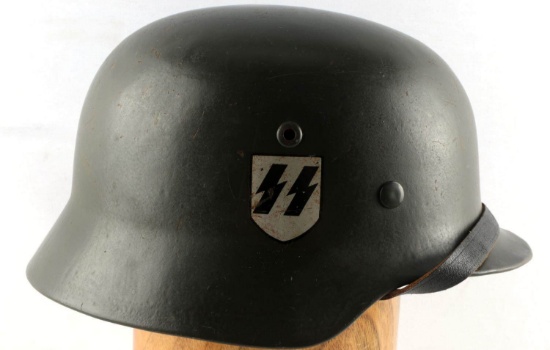 WWII GERMAN THIRD REICH SS DOUBLE DECAL M40 HELMET