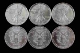 1993 AMERICAN EAGLE SILVER DOLLAR COIN LOT OF 6 BU