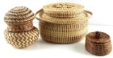 NATIVE AMERICAN COIL & PINE NEEDLE BASKET LOT OF 4