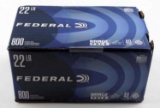 SEALED BOX OF 800 RDS FEDERAL .22 LR RIMFIRE AMMO