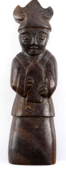 OLD CARVED BROWN JADE RELIGIOUS EFFIGY FIGURE