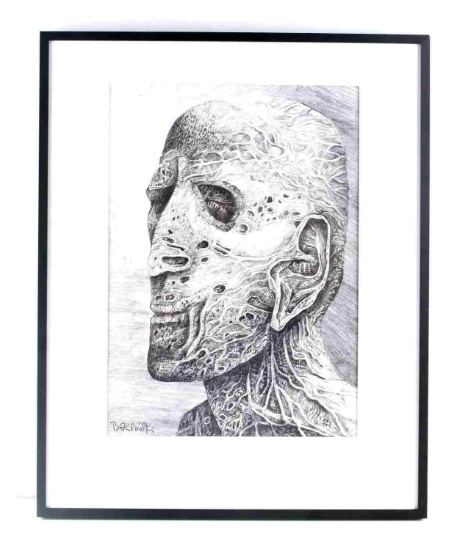 BEKSINSKI SURREALIST PORTRAIT IN GRAPHITE