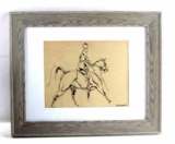 KAROL KOSSAK ORIGINAL INK HORSE W RIDER