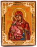 RUSSIAN ICON OF VLADIMIR MOTHER OF GOD WOODEN